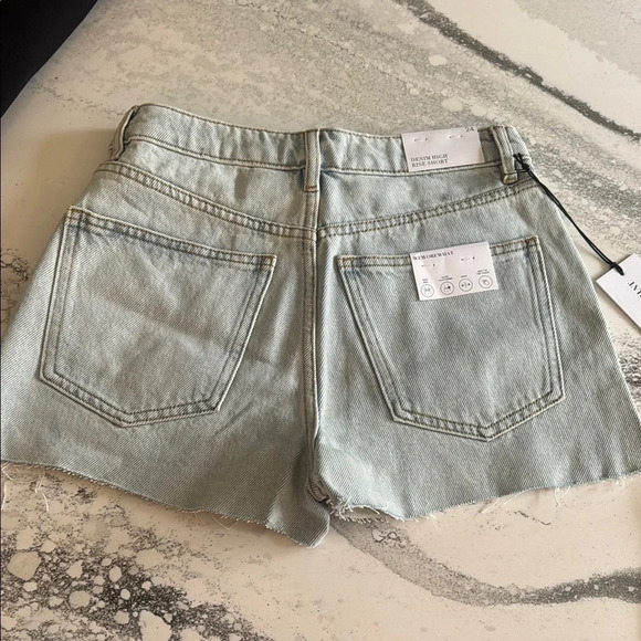 WeWoreWhat Blue Jean Shorts High-Waisted Raw Hem - Picture 4 of 6